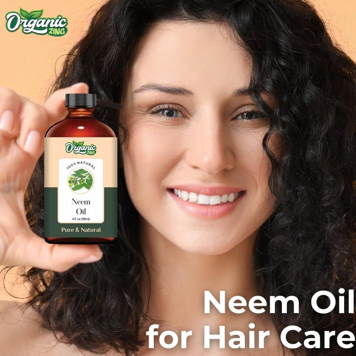 Organic Zing Neem (Azadirachta Indica) Oil | Carrier Oil for Skin Care & Hair Care - 118 Ml