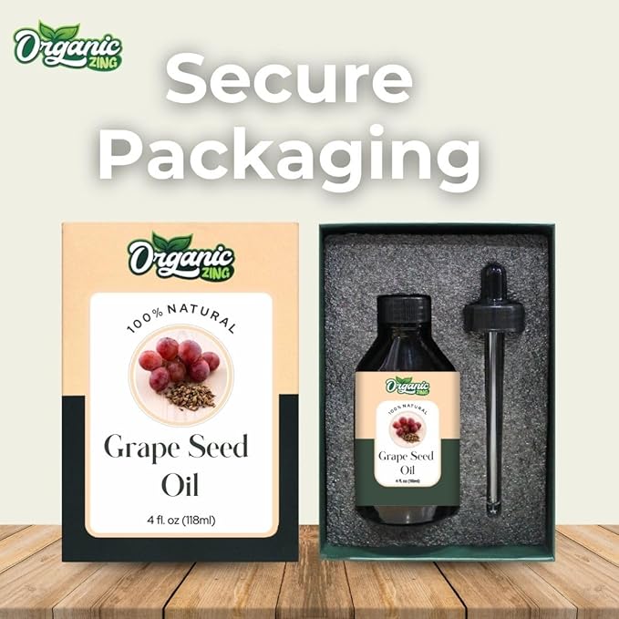 Organic Zing Grape Seed (Vitis Vinifera) Oil | Carrier Oil for Skincare, Hair Care & Massage - 118 Ml