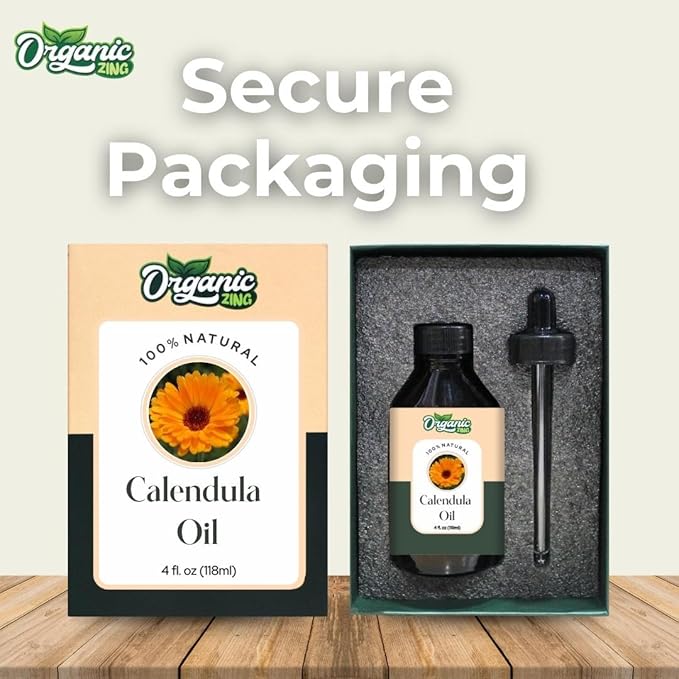 Organic Zing Calendula (Calendula Officinalis) Oil | Essential Oil for Skincare, Hair Care & Massage - 118 Ml