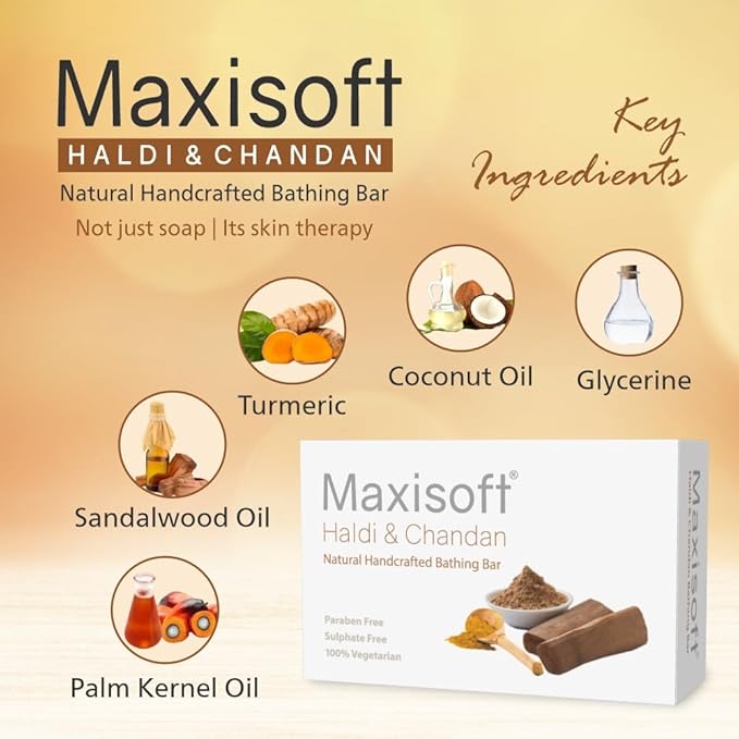 Maxisoft Haldi Chandan Soap | Glowing and Soothing Skin - 100 Gms