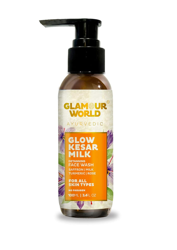 Glamour World Ayurvedic Glow Kesar Milk Face Wash - 100 ml