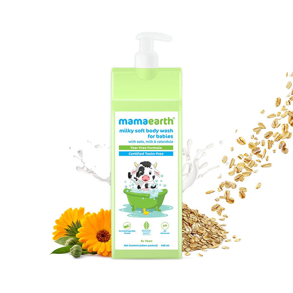 Mamaearth Milky Soft Body Wash for Babies with Oats, Milk and Calendula – 400 ml