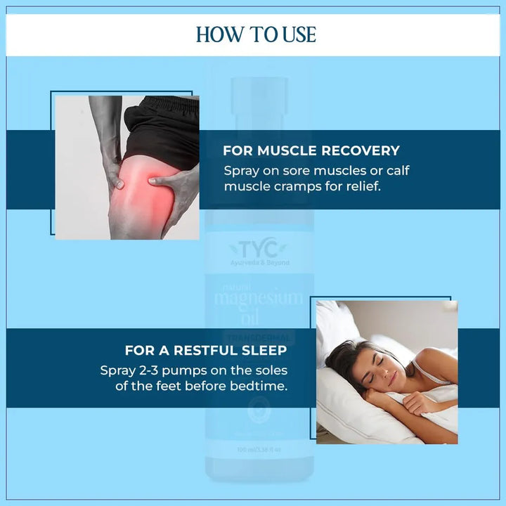 TYC-Trust Your Choice Natural Magnesium Oil Mist Spray, Muscle Relaxant, Reduces Fatigue, Relieves Foot Tension, Helps in Better Sleep, For Men and Women 