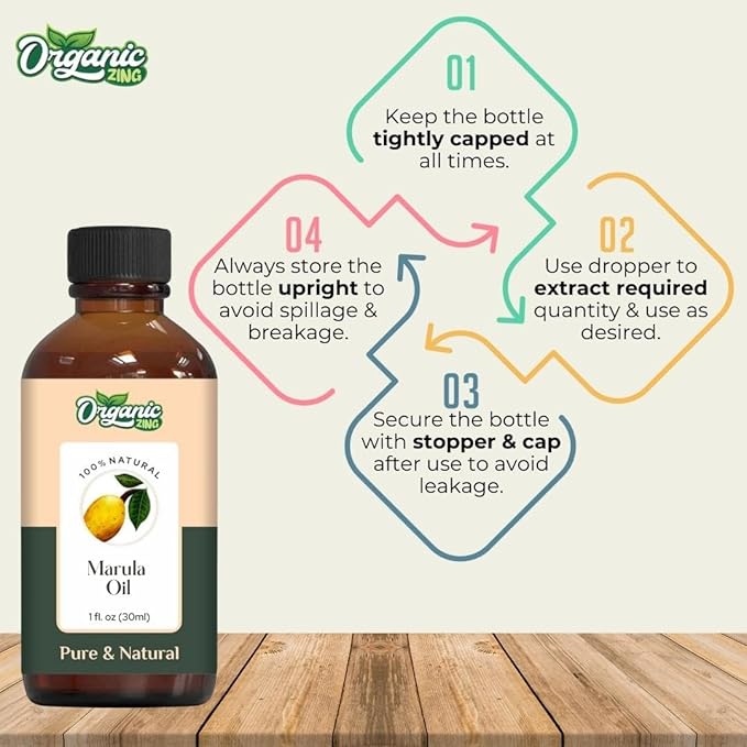 Organic Zing Marula Oil for Skin, Face, Hair Care, Aromatherapy, Diffuser, Conditioner - 30 Ml