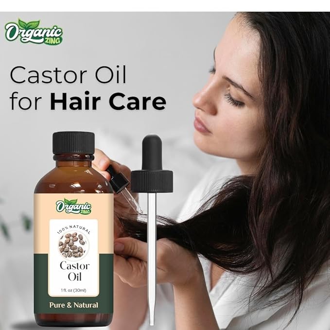 Organic Zing Castor Oil for Skin Care, Hair Care, Body Care - 30 Ml