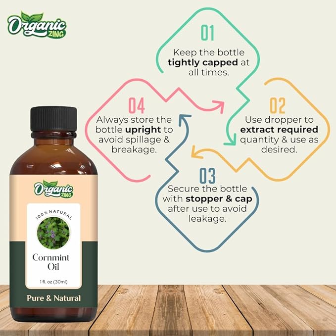 Organic Zing Cornmint (Mentha Arvensis) Oil | Essential Oil for Massage, Aroma & Diffusers- 30 Ml