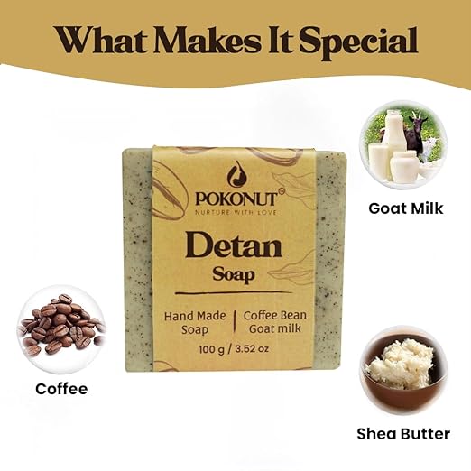 Pokonut Coffee-Goat Milk Detan Soap - 100 gms