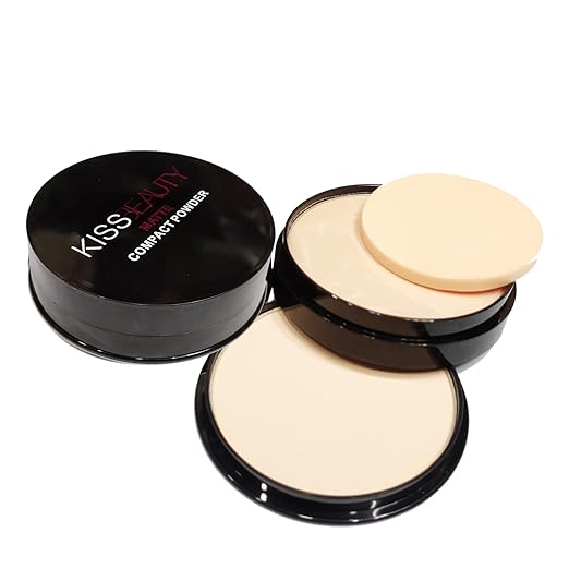 Kiss Beauty Matte Compact Powder 2 in 1 Beige For Dry & Oily Skin Fair Skintone Powden & 1 Concealer - 20 gms