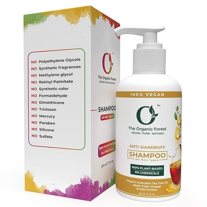The Organic Forest Anti Dandruff Shampoo - Sulfate-Free Dry Scalp Soothing Itchy Scalp Relief - 210 ml