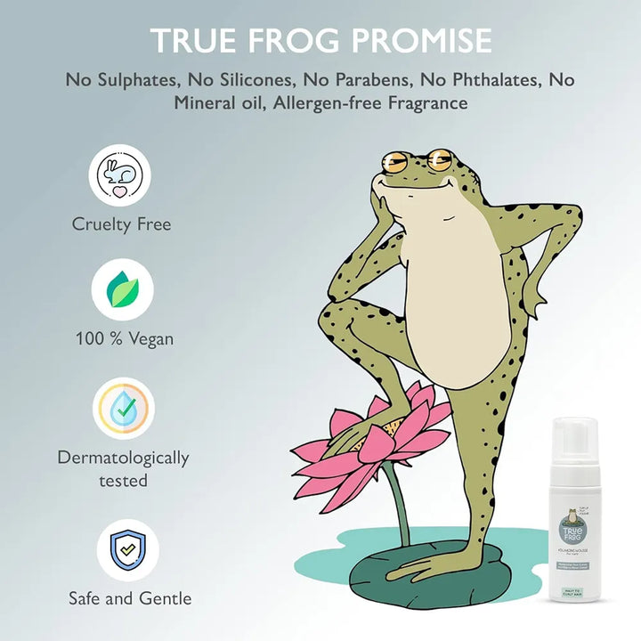 TRue FRoG Volumizing Hair Mousse For Curly, Wavy Hair With Marshmallow Root & Hibiscus Extracts, Vegan, Sulphate, Paraben & Silicone Free, 150 Ml, Pack of 1