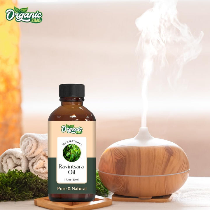 Organic Zing Ravintsara (Cinnamomum Camphora) Oil | Essential Oil for Aroma, Skincare & Massage - 30 Ml