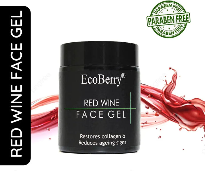 EcoBerry Red Wine Anti-Ageing Gel Moisturizer | Organic Certified, Vegan & Chemical-Free | Fights Acne, Boosts Elasticity, Soothes Skin | 100% Pure, Natural & Handmade | 50ml