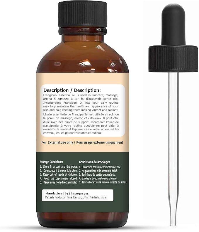 Organic Zing Frangipani (Plumeria Alba) Oil | Essential Oil for Skincare, Massage, Aroma & Diffuser - 30 Ml