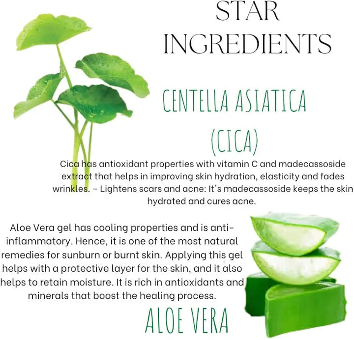 EcoBerry Centella Asiatica  Soothing Gel Cream | Acne Prone, Sensitive Skin, Moisturizer, Organic, Non Comedogenic, Paraben Free, Chemical Free, Cruelty Free, Mineral Oil Free, Preservative Free, Vegan