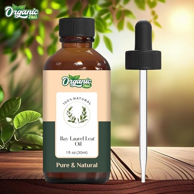 Organic Zing Bay Laurel Leaf (Laurus Nobilis) Oil | Essential Oil for Skincare, Hair Care & Massage - 30 Ml
