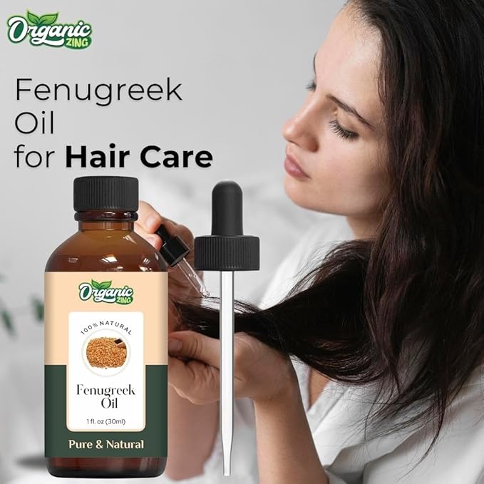 Organic Zing Fenugreek Carrier Oil for Skin, Face, Hair Care, Aromatherapy, Diffuser, Conditioner - 30 Ml