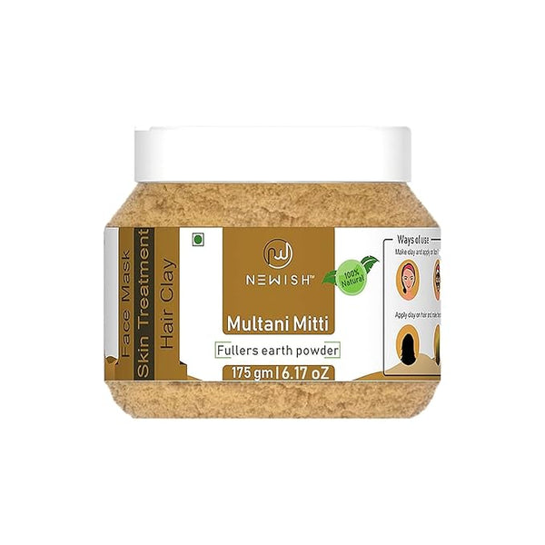 Newish Pure & Natural Multani Mitti Powder for Skin Face Clay - 175 gms