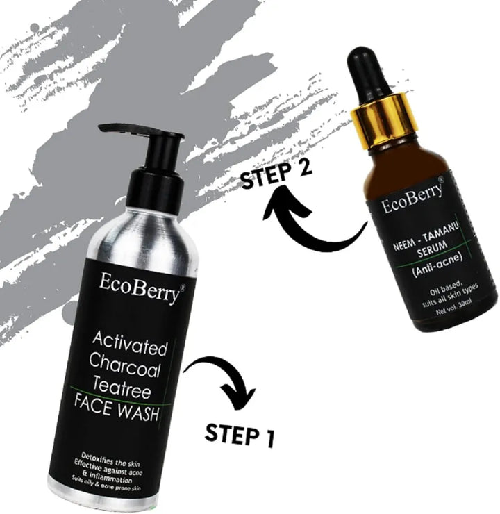 EcoBerry Activated Charcoal Teatree Face Wash | For Acne Prone, Oily Skin, Detoxifies Skin, Organic, Non Comedogenic, Paraben Free, Chemical Free, Cruelty Free, Mineral Oil Free, Preservative Free, Vegan