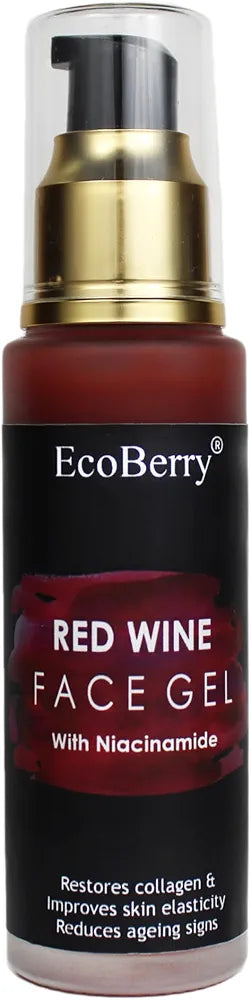 EcoBerry Red Wine Anti-Ageing Gel Moisturizer | Organic Certified, Vegan & Chemical-Free | Fights Acne, Boosts Elasticity, Soothes Skin | 100% Pure, Natural & Handmade | 50ml