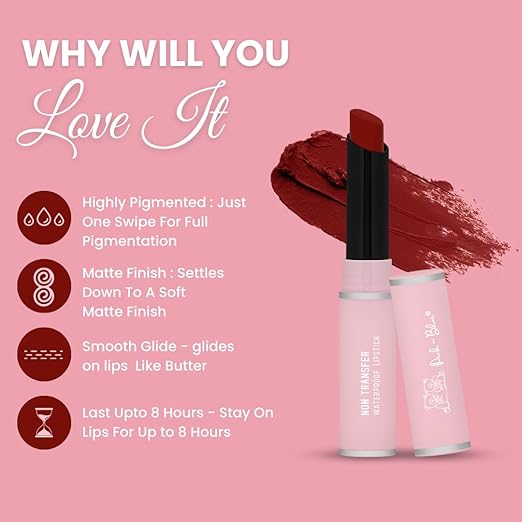 Pink N Blue Non Transfer Bullet Matte Lipstick Sable Secret - 4 gms
