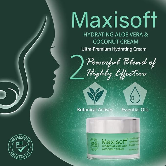 Maxisoft Hydrating Aloe Vera & Coconut Cream | Deep Moisturization & Nourishment - 50 Gms