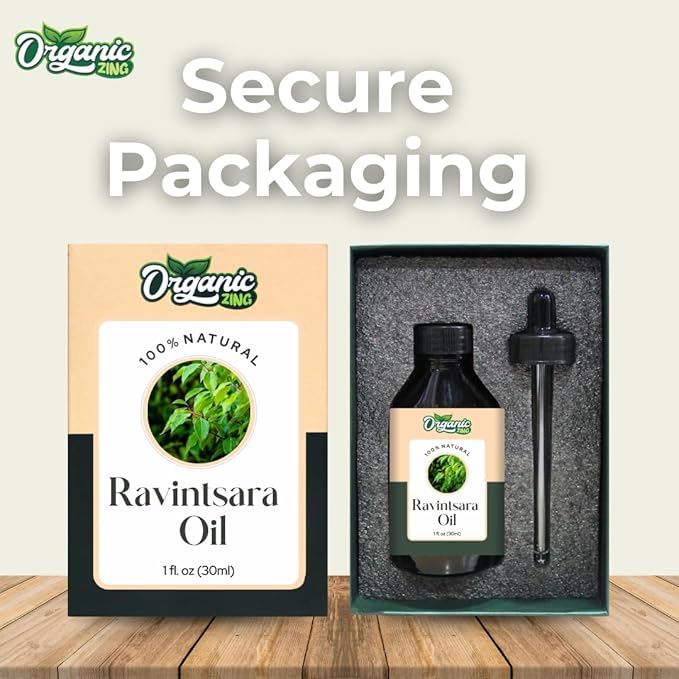 Organic Zing Ravintsara (Cinnamomum Camphora) Oil | Essential Oil for Aroma, Skincare & Massage - 30 Ml