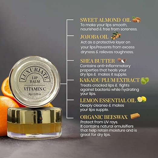 Luxuriate Orange Vitamin C Lip Balm - 8 gms