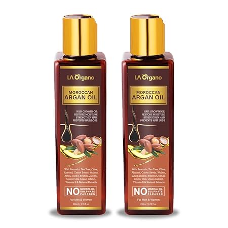 LA Organo Moroccan Argan Hair Oil - 200 ml (Pack of 2)