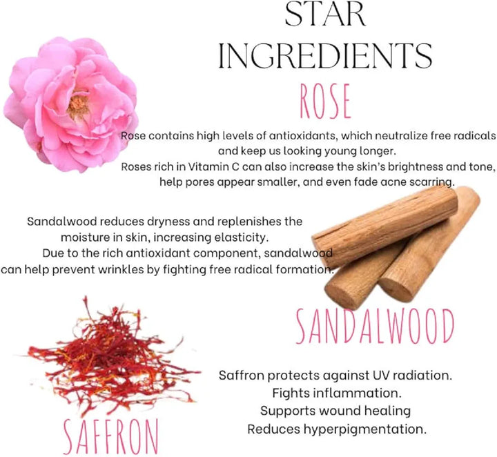 EcoBerry Rose Sandalwood Saffron Light Weight Gel Cream | Calming & Soothing Skin, Provides Hydration, Organic, Natural, Non Comedogenic, Paraben Free, Chemical Free, Cruelty Free, Mineral Oil Free, Preservative Free, Vegan