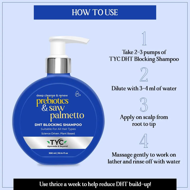 TYC-Trust Your Choice Ayurvedic DHT Blocking Shampoo | Deep Cleansing, Itch Free Anti Dandruff | Sulphate Free | 3-in-1 Organic Shampoo and Conditioner | 300 ml