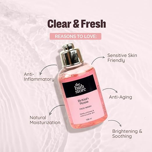 The Bath Store British Rose Face Wash for Women & Men Cleanser for Face - 100 ml