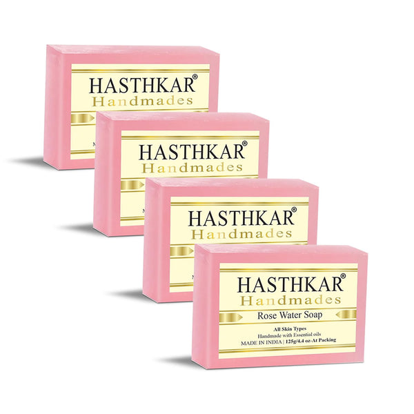 Bypurenaturals Hasthkar Handmades Herbal Rose Water Soap - 125gms (Pack of 4)