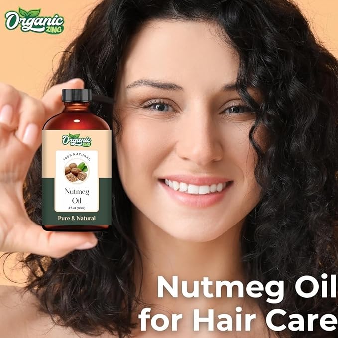 Organic Zing Nutmeg (Myristica Fragrans) Oil | Essential Oil for Aroma, Diffusers, Skincare & Hair Care - 118 Ml