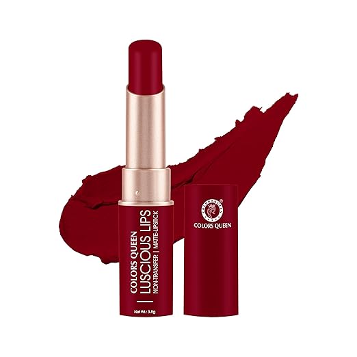 Colors Queen Luscious Lips Non Transfer Creamy Matte Lipstick 04 Royal Rust Maroon - 3.5 gms