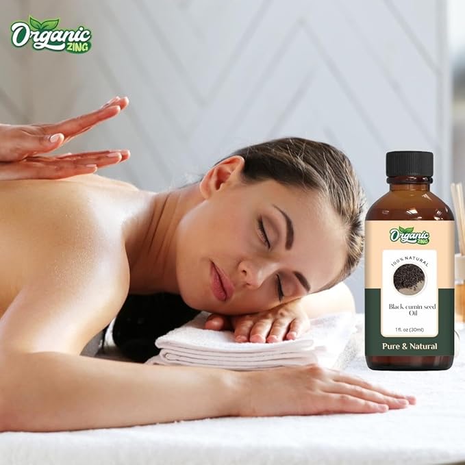 Organic Zing Black Cumin Seed Essential Oil for Skin, Face, Hair Care, Shampoo, Aromatherapy - 30 Ml