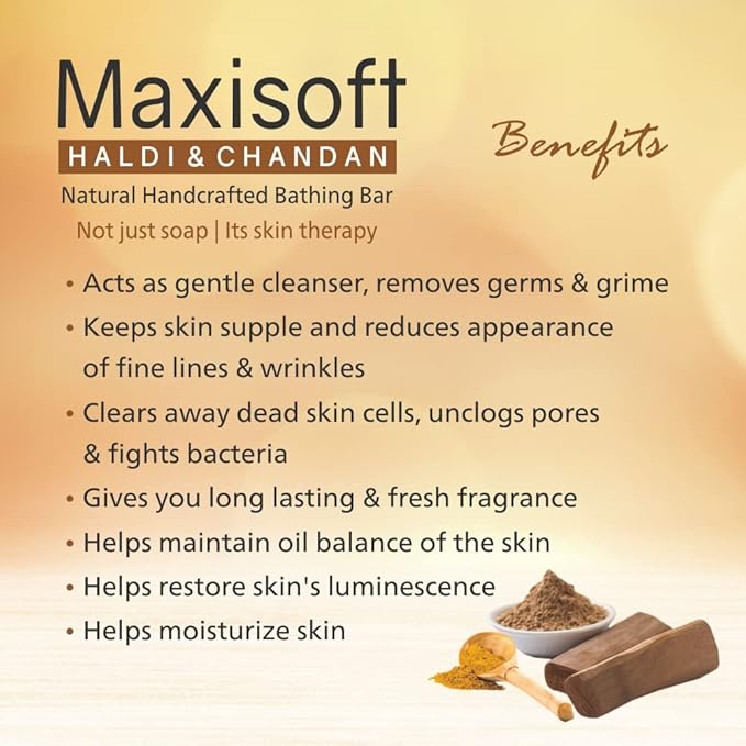 Maxisoft Haldi Chandan Soap | Glowing and Soothing Skin - 100 Gms