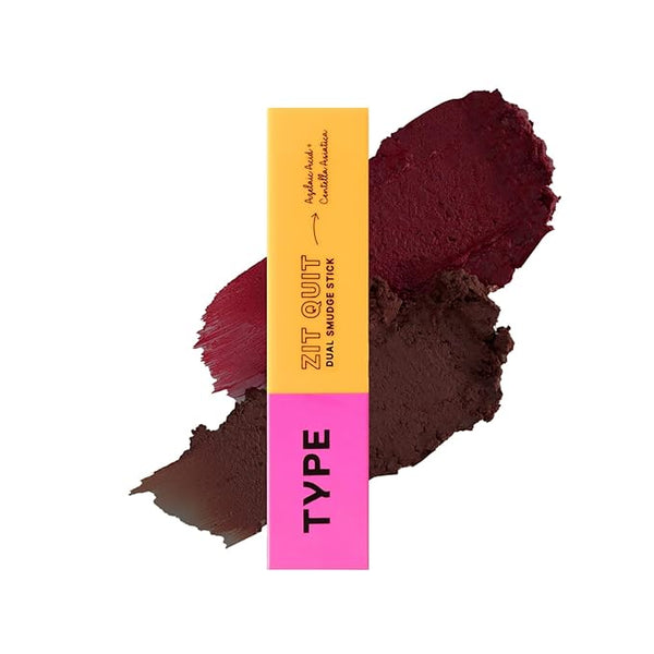 Type Beauty Zit Quit Dual Smudge Stick Blush+ Bronzer (Cherry/Dark Chocolate) - 12 gms