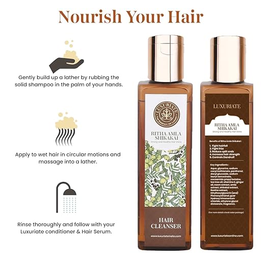 Luxuriate Reetha Amla Shikakai Hair Cleanser Shampoo - 200 ml