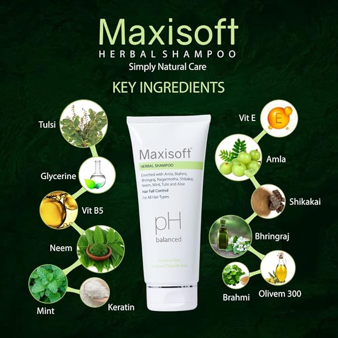 Maxisoft Herbal Shampoo| Hair Fall Control for Men & Women - 200 Ml