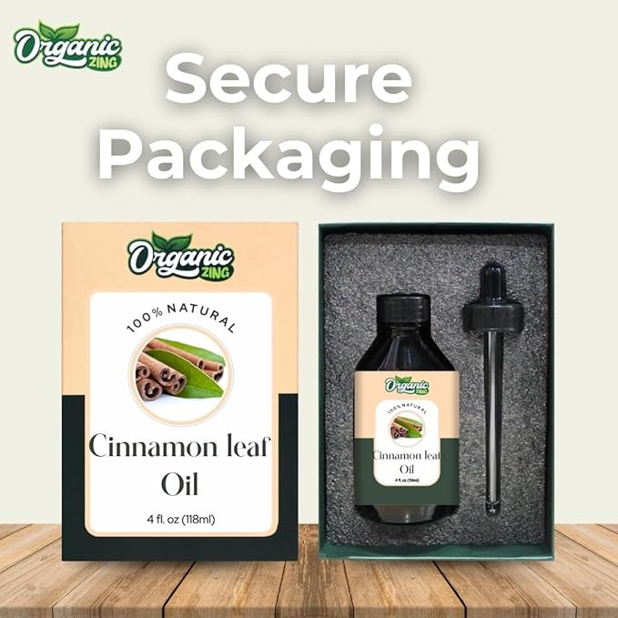 Organic Zing Cinnamon Leaf (Cinnamomum Verum) Oil | Essential Oil for Skincare, Massage, Aroma & Diffuser - 118 Ml