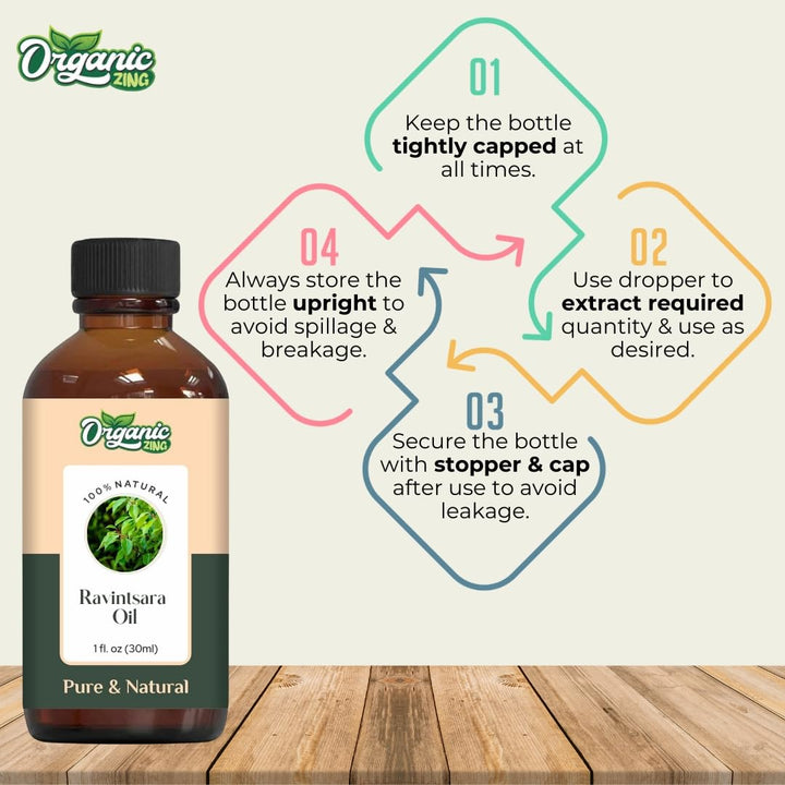 Organic Zing Ravintsara (Cinnamomum Camphora) Oil | Essential Oil for Aroma, Skincare & Massage - 30 Ml
