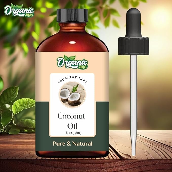 Organic Zing Coconut (Cocos Nucifera) Oil | Carrier Oil for Skincare, Hair Care and Massage - 118 Ml