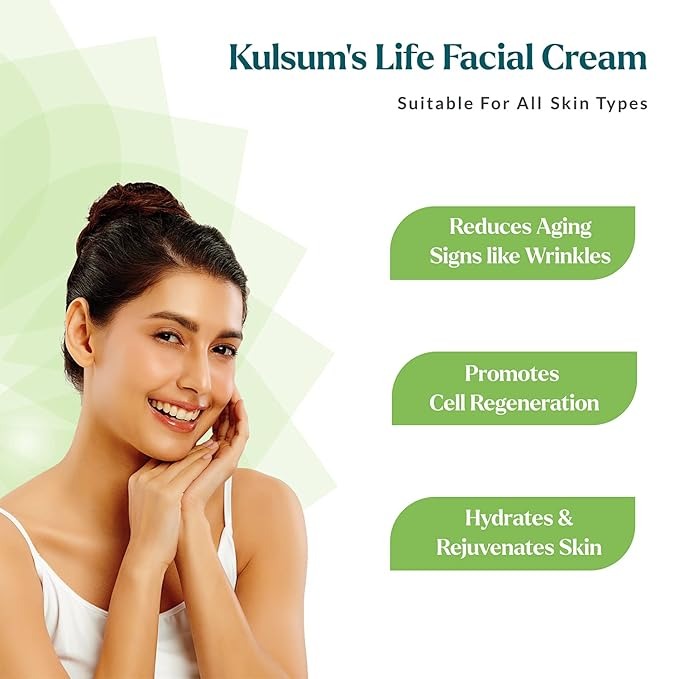 Kulsum's Kaya Kalp Herbals Life Daily Facial Cream For Anti-Ageing & Rejuvenation - 200 gms
