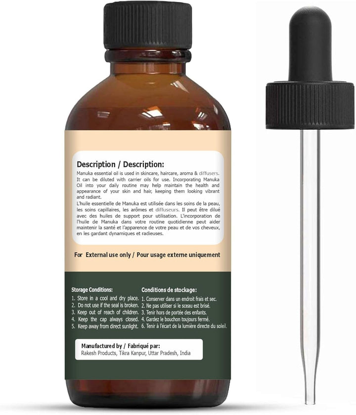 Organic Zing Manuka (Leptospermum Scoparium) Oil | Oil for Skin Care, Hair Care, Aroma & Diffusers - 30 Ml