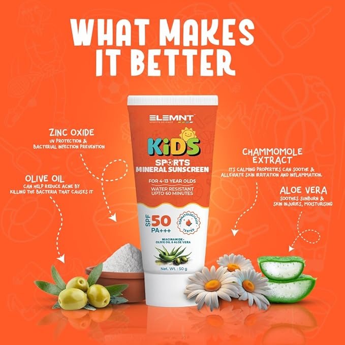 Elemnt Kids Sunscreen For Sports Spf 50 - 50 gms