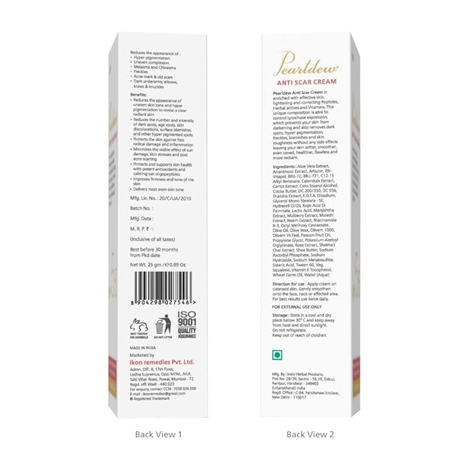 Pearldew Anti Scar Cream With Aloe Vera, Carrot, Bearberry - 25 Gms