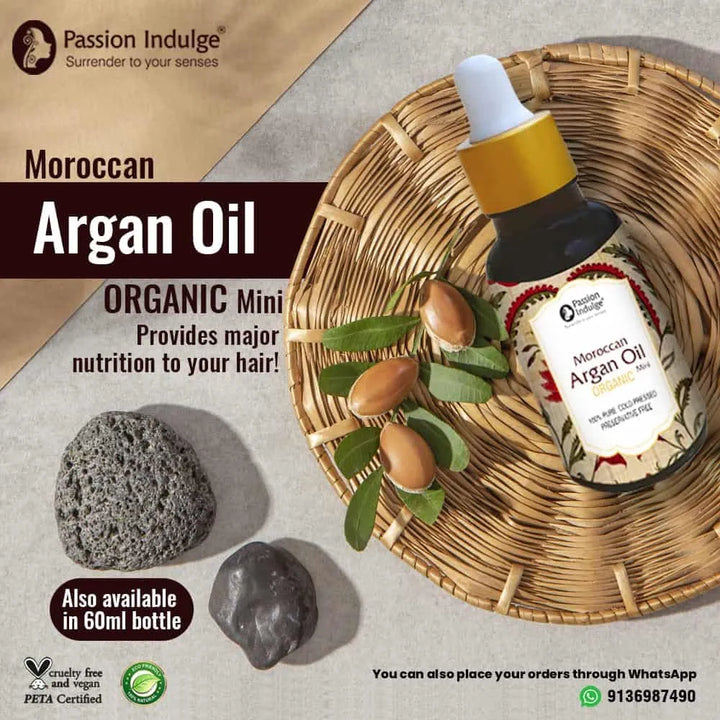 Passion Indulge Moroccan Argan Oil for Hair Growth, Dandruff and Scalp Disorders - 10ml