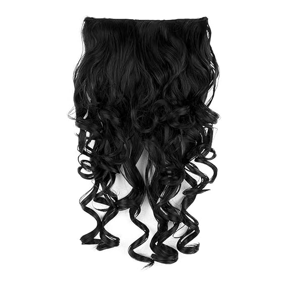 Streak Street Clip In 18 Step Curls Jet Black Hair Extensions