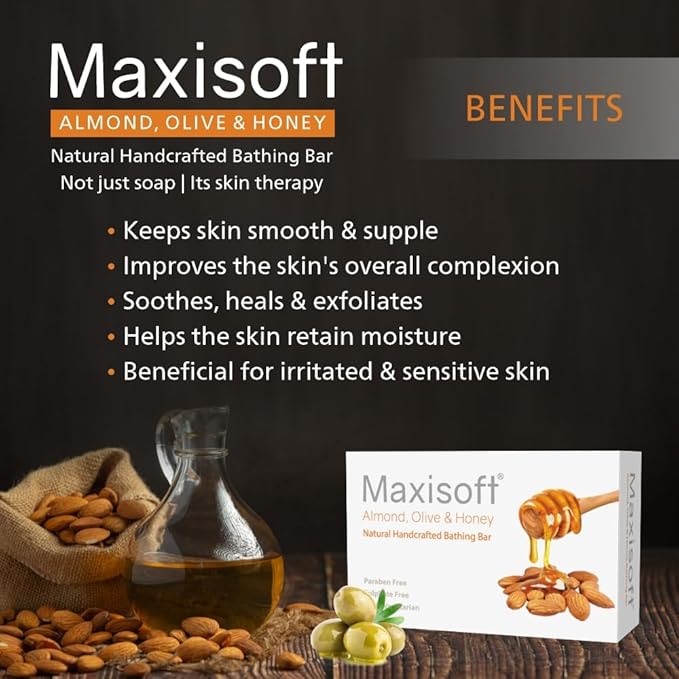 Maxisoft Almond Olive Honey Skin Nourishing Bar - 100 Gms