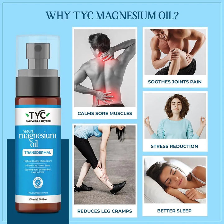 TYC-Trust Your Choice Natural Magnesium Oil Mist Spray, Muscle Relaxant, Reduces Fatigue, Relieves Foot Tension, Helps in Better Sleep, For Men and Women 
